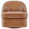 Hurley Swivel Accent Chair, Borneo Chocolate, Faux Leather