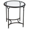 25 inch Round Mirrored Side Table - Four Leg Accent Table Clear Glass Top
