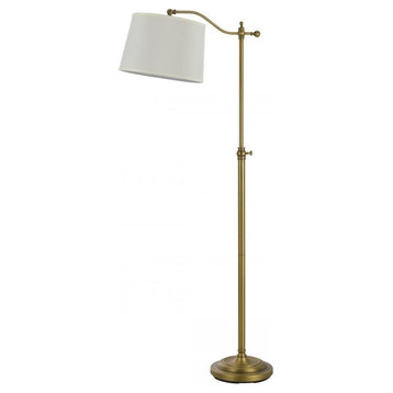 Antique Brass Wilmington 1 Light Pedestal Base Boom Arm Floor Lamp