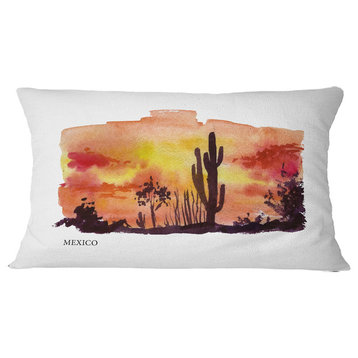 Mexico Vector Illustration Cityscape Painting Throw Pillow, 12"x20"