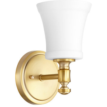 Rossington 1-Light Wall Mount, Aged Brass With Satin Opal