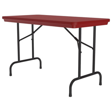 Correll 24"W x 48"D H.D. Plastic Blow-Molded Folding Table in Red