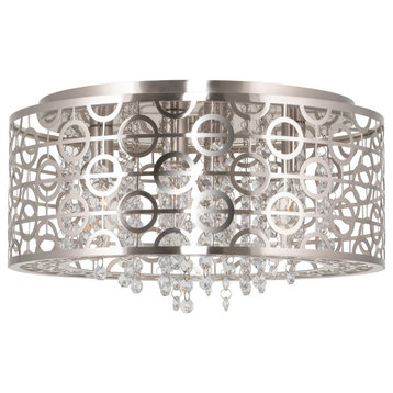 Kira Home Brielle 15" Chic Crystal Flush Mount Chandelier, Round Metal Shade