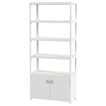 Bowery Hill Traditional White 4- Tier Etagere Bookcase Cabinet