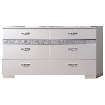 Acme Adair 6-Drawer Dresser with Hidden Jewelry Drawer, White