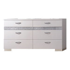 State St Metal Dresser Glossy White Contemporary Dressers