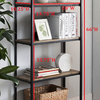 Gray Wood Black Metal Frame 5 Tier Shelf Storage Home Office Bookcase