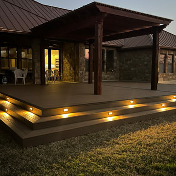 Cedar pergola and composite deck with lighting