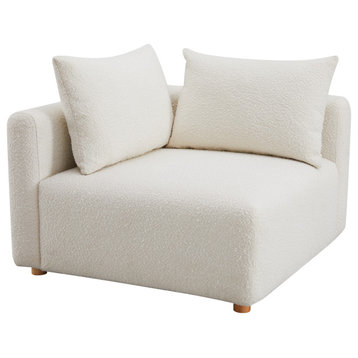 Hangover Upholstered Modular Corner Chair, Cream Boucle