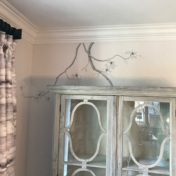 Hand Painted Tree Branches in Formal Dining Room