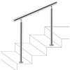 Stainless Steel Handrail Silver Outdoor Stair Railing, 39.4in/100cm