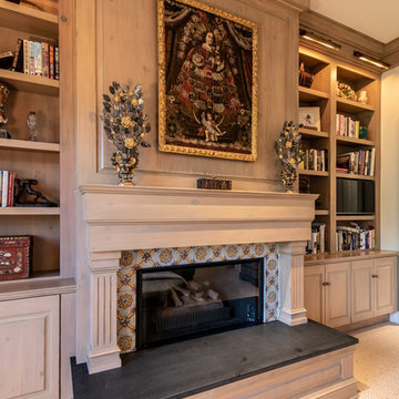 Traditional Fireplace with Built-in Shelves