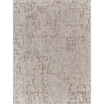 Vista Handmade Hand Loomed Wool and Bamboo Silk Beige Area Rug, 10'x14'