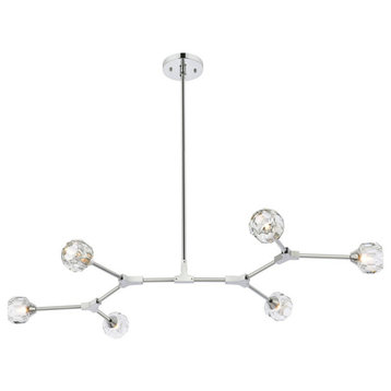 Zayne Six Light Chandeliers in Chrome And Clear