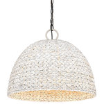 Golden Lighting - Golden Lighting Rue 5 Light Pendant, Black/Painted Sweet Grass - 1081-5PBLK-PSG - Wild by nature, Rue draws inspiration from ancestral basket-making traditions. Painted Sweet Grass is braided in a herringbone pattern and then tightly woven into dome shades. The shape of the large shades directs light downward for excellent downlight. Modern style meets tradition within this collection�s contemporary matte black finish and hand-woven shade. The look is perfect for coastal and natural interiors.