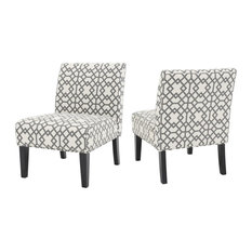 GDF Studio Kendal Fabric Grand Accent Chair, Gray Geometric, Set of 2