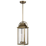 Visual Comfort Studio Collection - Wellsworth Pendant, Painted Distressed Brass - The Feiss Wellsworth three light outdoor pendant fixture in painted distressed brass enhances the beauty of your property, makes your home safer and more secure, and increases the number of pleasurable hours you spend outdoors. A subtle interplay of traditional design elements and nautical influences creates the charming visual approach to the Wellsworth outdoor collection by Feiss. Available in three finishes and two different aesthetics. Antique Bronze finish paired with Clear Seeded glass creates a more traditional look to these outdoor light fixtures; while Burnished Brass and Painted Brushed Steel finish coupled with Clear glass reflects a more contemporary approach. The Wellsworth collection includes a 3-light outdoor pendant, a 3-light outdoor post lantern, and 3-light small and medium outdoor lanterns, as well as a 4-light large outdoor lantern. Cast aluminum construction ensures durability. Wet Rated.