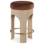 Meridian Furniture - Bocceli Upholstered Counter Stool, Cognac, Velvet, Stained Natural - Indulge in the allure of the Cognac Bocceli Counter Stool by Meridian Furniture. Its captivating design and luxurious Cognac elevate any space with effortless elegance. Crafted with precision and durability in mind, this stunning piece becomes the focal point of gatherings, fostering moments of connection and warmth. Embrace sophistication and style with the Bocceli Counter Stool, a testament to exquisite taste and timeless beauty.