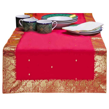 Fire Brick-Hand Crafted Table Runner (India) - 14 X 84 Inches