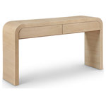 Meridian Furniture - Cresthill Natural Ash Console Table, White Oak - Take your living room design back to basics with this Cresthill console table. This art deco design offers a minimalist look with maximum visual power, thanks to its arched design and natural white oak finish. Its lines instantly draw attention to your space, and its top is sufficiently large to hold the items you use most while you watch TV or just hang out. Add this lovely table to the living room seating group of your choice for a look that wows.