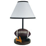 Ore International - 15"H Football Accent Table Lamp - Accent Lamp; White Empire Uno Shade Made of Linen