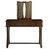 Acme Transitional Makeup Vanity With Taupe Fabric And Cherry 90355DS