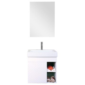 Anacapa 22" Wall Hung Vanity Set With Integrated Basin Ceramic Top and Cabinet