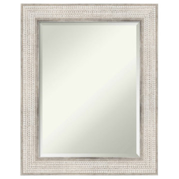 Trellis Silver Beveled Wood Bathroom Wall Mirror - 24 x 30 in.