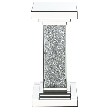 Acme Nysa Pedestal in Mirrored and Faux Crystals Inlay