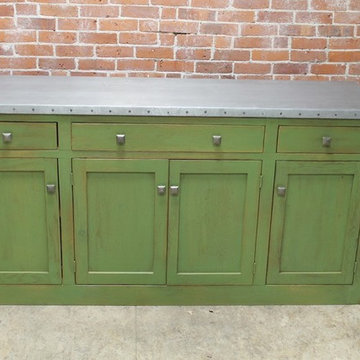 4 door zinc top sideboard in bayberry green