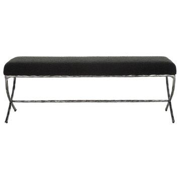 Safavieh Couture Janeen Boucle And Metal Bench, Black