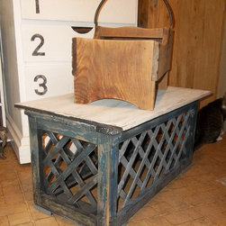 PMD Vintage wood and metal trug, lattice garden table - Products