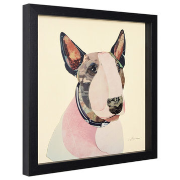 American Bull Terrier Dimensional Handmade Collage Wall Art Framed Under Glass
