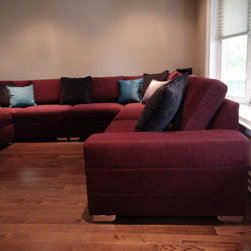 Custom Sectional Sof - Designer Fabric Red - Sofas