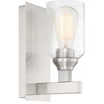Craftmade - Craftmade Chicago 1 Light Wall Sconce, Brushed Nickel/Clear Seeded - The strong lines and larger scale of the Chicago collection by Craftmade make a bold statement easily at home in any setting. The coordinating clear seeded glass vanities and mini pendant provide excellent lighting options for any bathroom large or small.