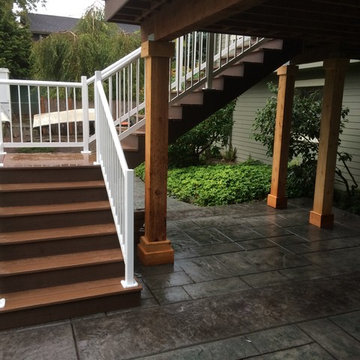 Clearview Railing , Composite Deck & Stamped Patio
