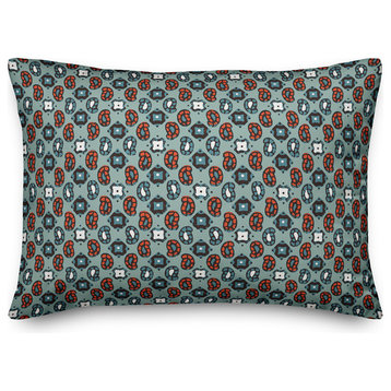 Tiny Paisley Pattern in Blue Throw Pillow