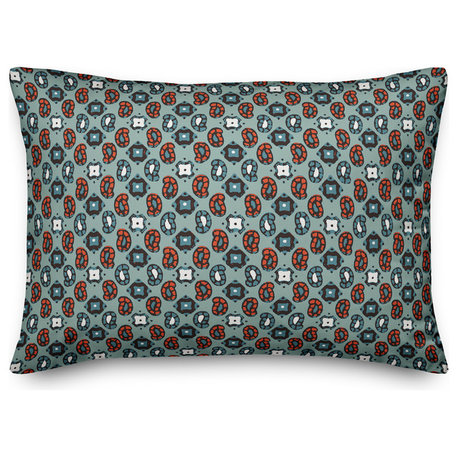 Tiny Paisley Pattern in Blue Throw Pillow