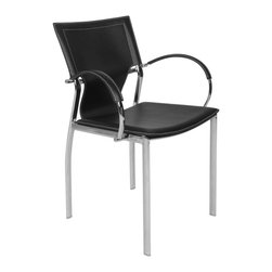 Vera Chrome Plated Frame Dining Armchair | Black (Set of 2) - Armchairs And Accent Chairs
