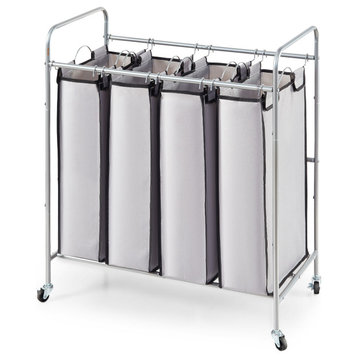 VEVOR Laundry Sorter Cart 4-Section Laundry Sorter With Wheels & Removable Bags