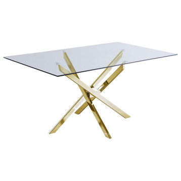 Xander Dining Table, Gold Legs, Rectangular Top
