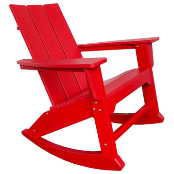 38" Red Heavy Duty Plastic Rocking Chair