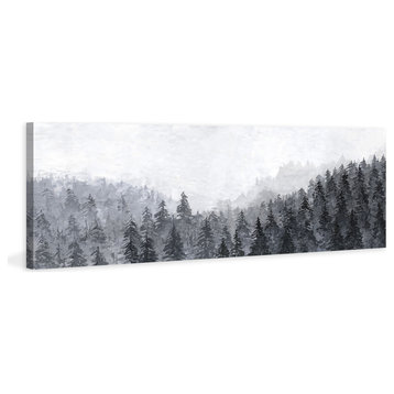 "Winter Pine Trees" Painting Print on Wrapped Canvas, 60x20