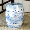 Garden Stool Kylin Dragon Backless Blue White Ceramic Handmade Ha