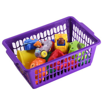 Small Plastic Storage Organizing Basket, Pack of 3, 32-1188-3, Purple