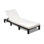 Costway Patio Adjustable Wicker Lounge Poolside Couch Furniture with Cushion