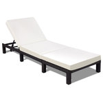 Costway - Costway Patio Adjustable Wicker Lounge Poolside Couch Furniture with Cushion - This rattan lounge chair is made of high quality PE rattan and steel which has long service life. Soft cushion which is made of sponge can provide you with comfortable seating experience. The 8 solid legs provide high bearing capacity and ensure your safety. What's more, the reclining chair can be adjusted to 7 positions so you can choose the most comfortable angle. The lounge chair is an ideal choice for poolside, patio, porch, and seaside so you can enjoy yourself everywhere. Designed in modern and concise style, this chair is great for indoor and outdoor use and perfectly become your patio or home decor. Just spend these wonderful summer months outside with our wicker rattan lounger chair!