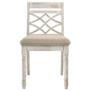 ACME Furniture Cillin 19" Fabric & Wood Side Chairs in Antique White (Set of 2)