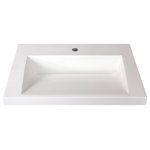 Marble-Lite - Ramp Sink Vessel 25" Bathroom Vanity Top, White - Made in the USA! The 25" x 19" x 2" Ramp Vessel Top can be mounted directly on a cabinet or used as a Vessel Top. Made of solid white composite stone, using high quality resin and real crushed stone in a matte finish. Marble-Lite's composite stone material is non-porous, maintenance free and is ideal for use in bathrooms. It includes a drain tail piece to connect to your plumbing.