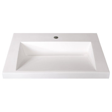 Ramp Sink Vessel 25" Bathroom Vanity Top, White